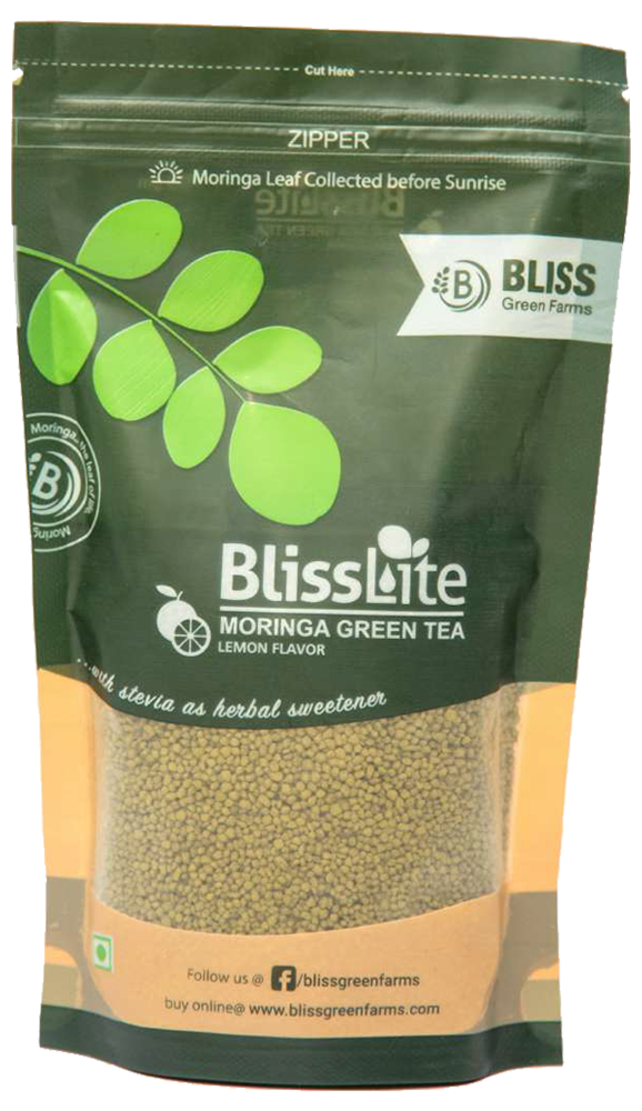 Bliss Lite Moringa Green Tea Granules with Stevia as a Natural Sweetner (12.5 Kgs/ Cartoon Box) (100 Packs X 125gms)
